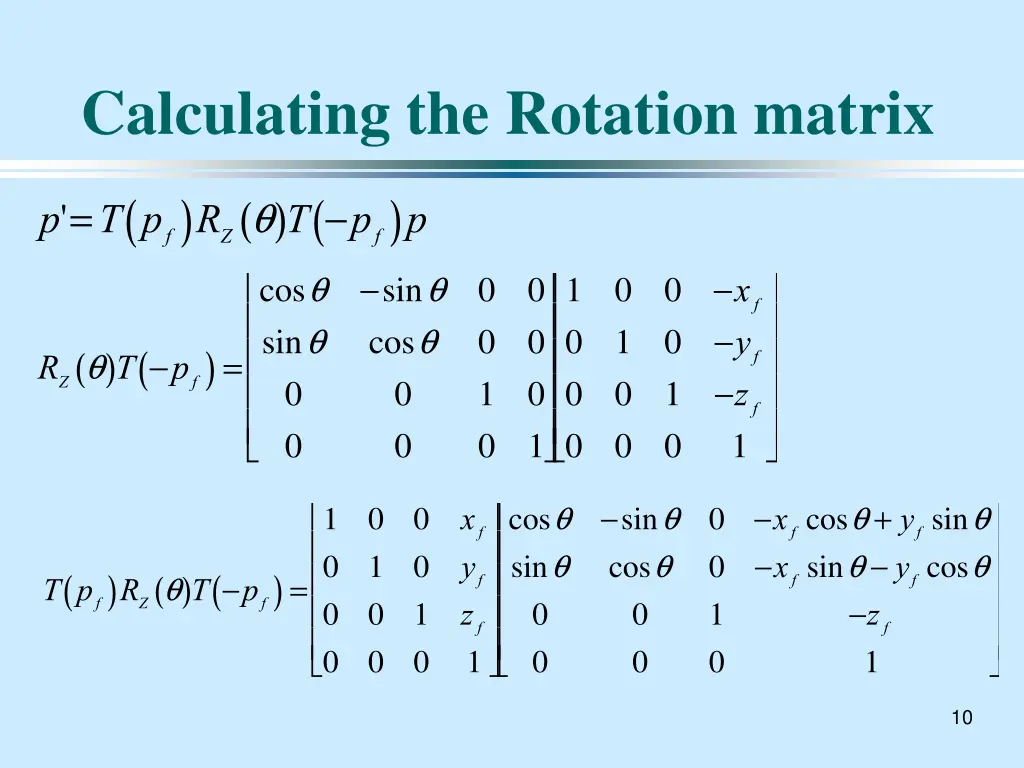 calculating the rotation matrix