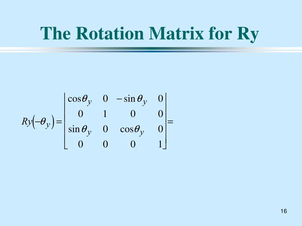 the rotation matrix for ry