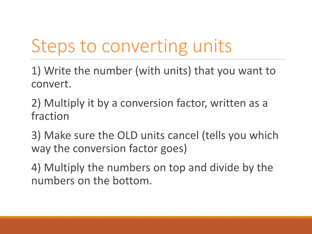 steps to converting units