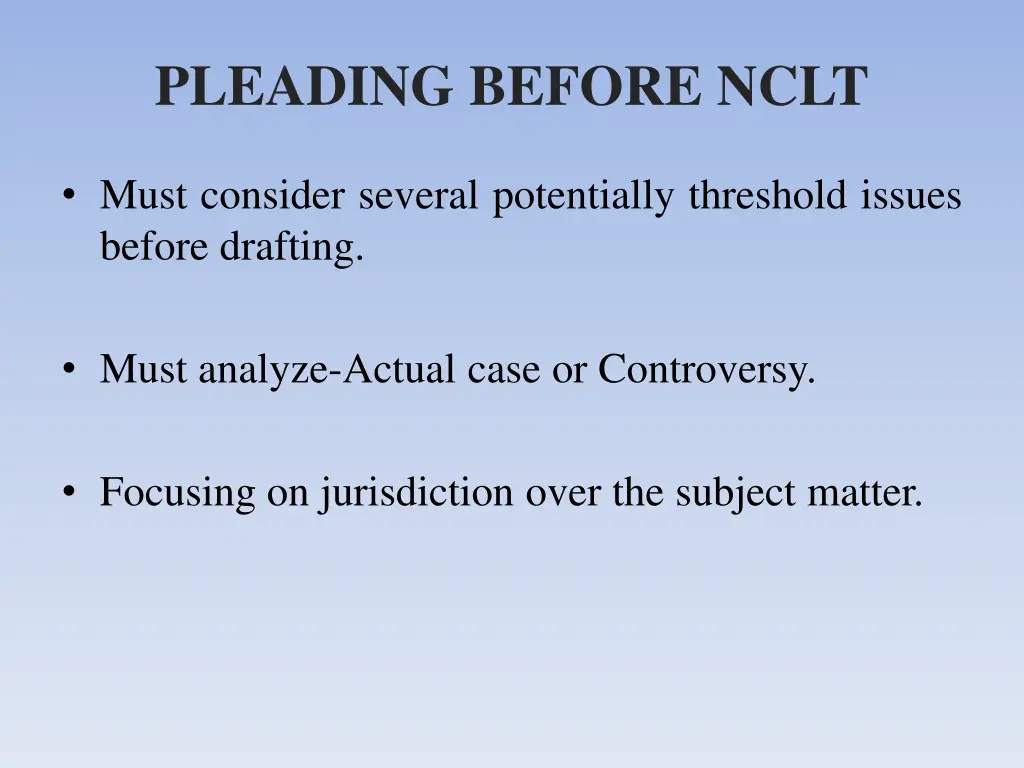 pleading before nclt