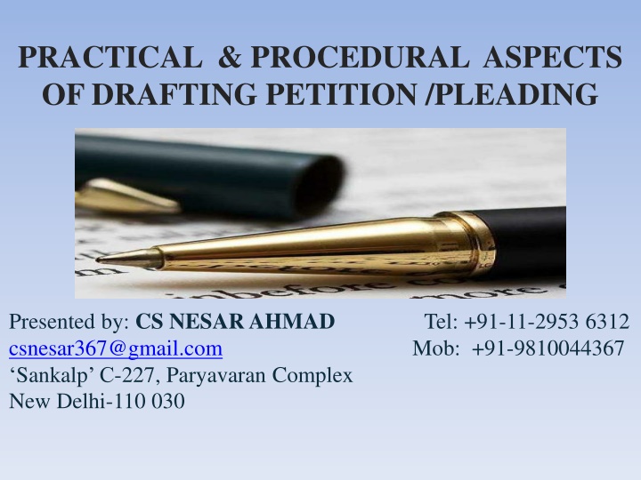 practical procedural aspects of drafting petition