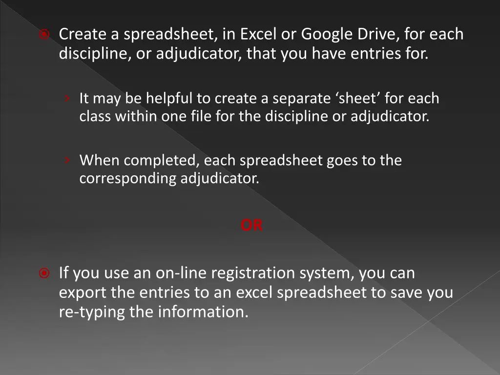 create a spreadsheet in excel or google drive