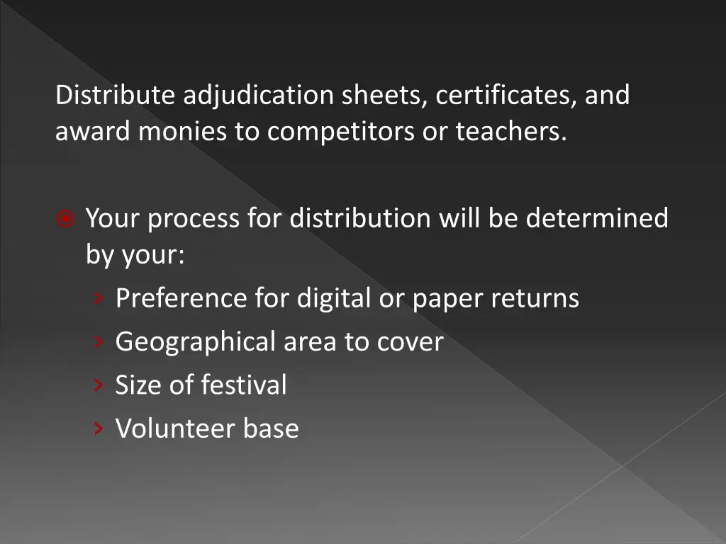 distribute adjudication sheets certificates