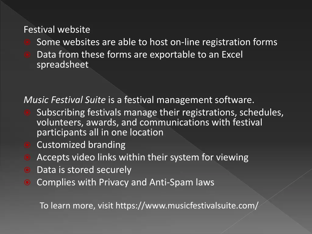 festival website some websites are able to host