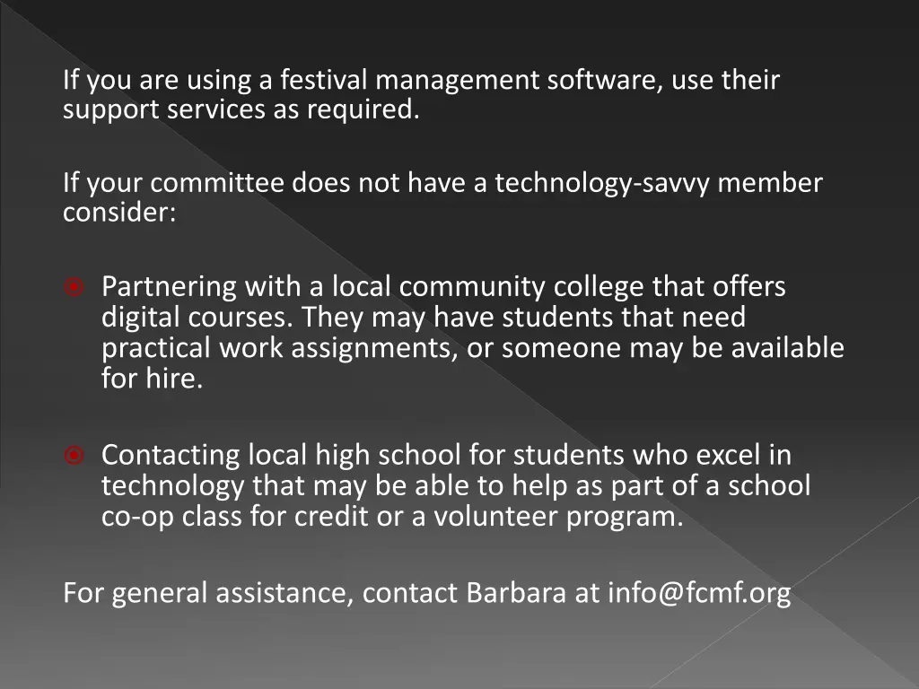 if you are using a festival management software