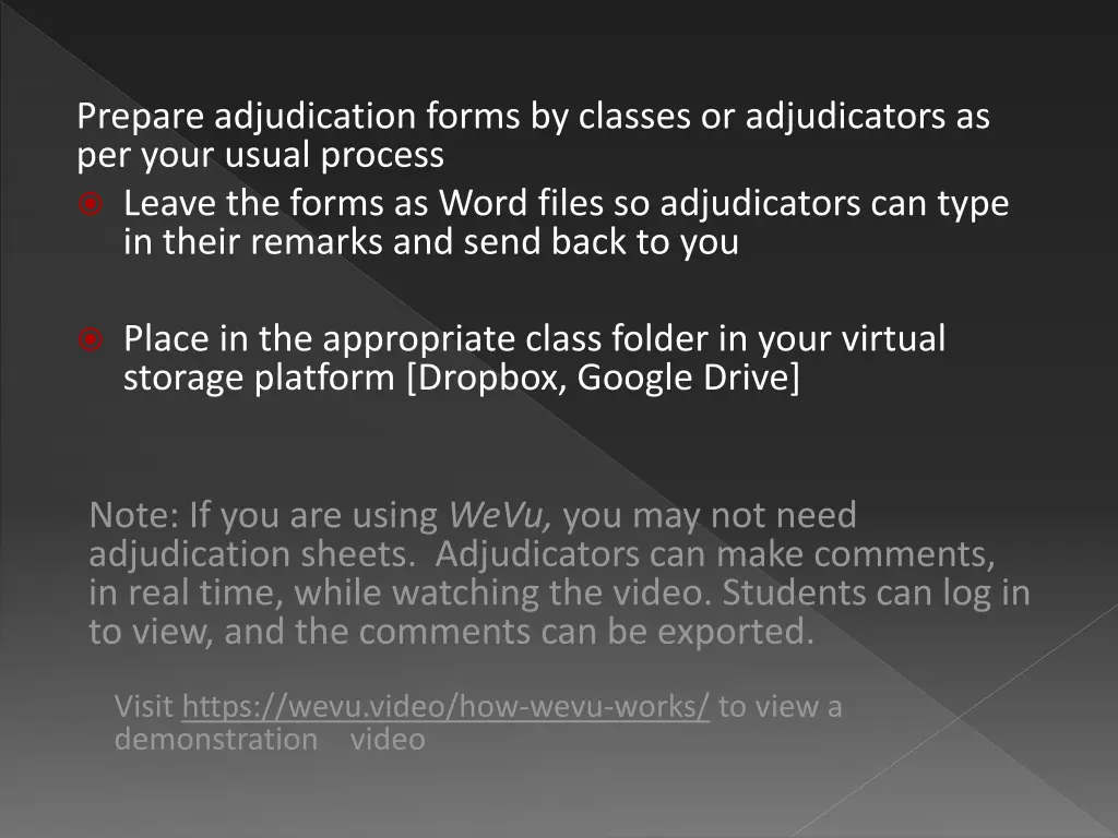 prepare adjudication forms by classes