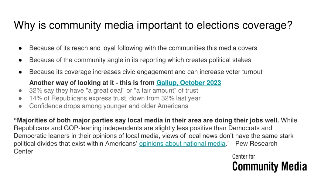 why is community media important to elections 1