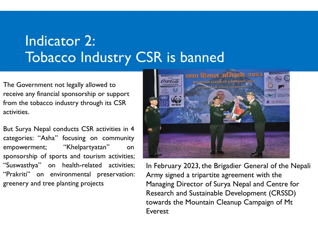 indicator 2 tobacco industry csr is banned