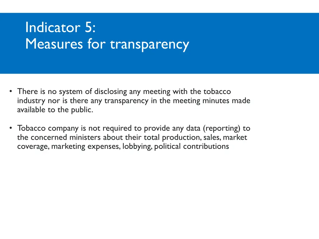 indicator 5 measures for transparency