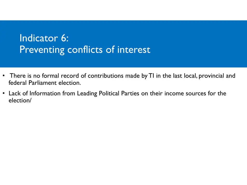indicator 6 preventing conflicts of interest