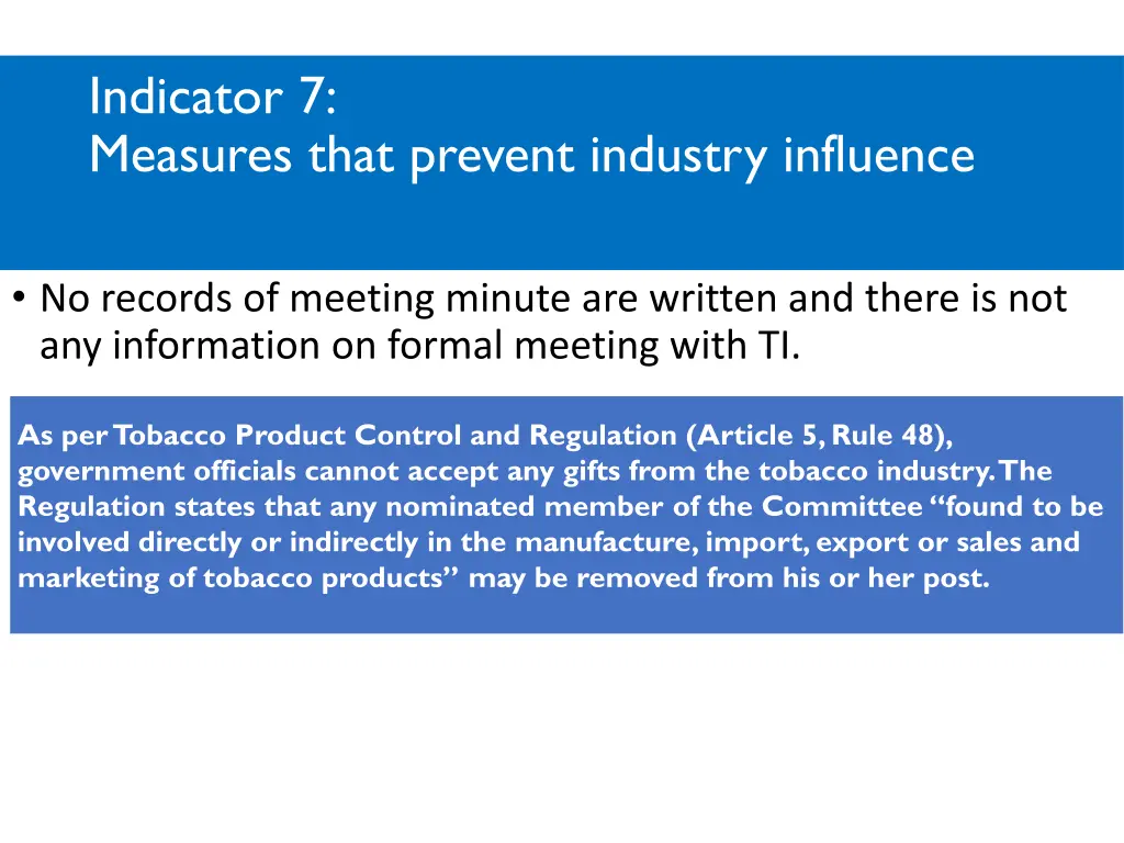 indicator 7 measures that prevent industry