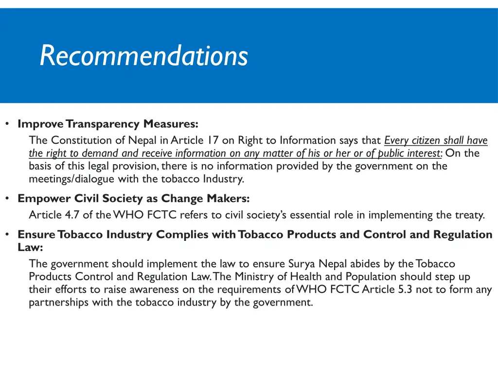 recommendations 1
