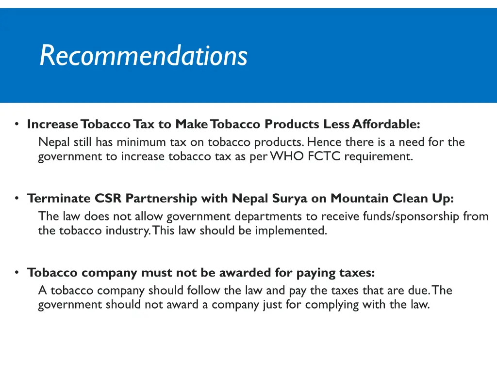 recommendations