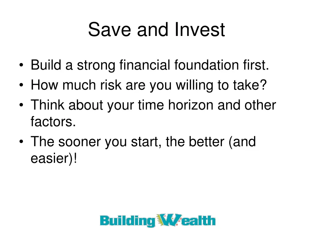 save and invest