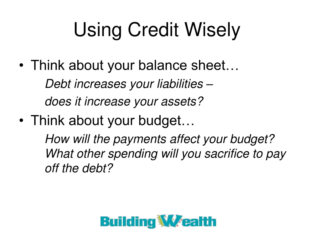 using credit wisely