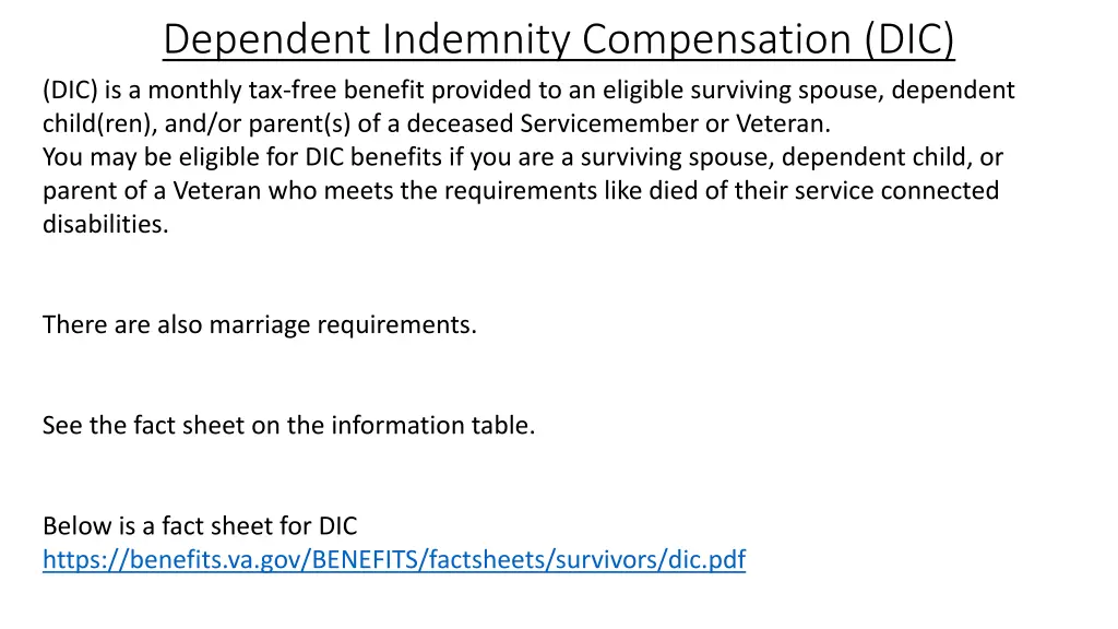 dependent indemnity compensation