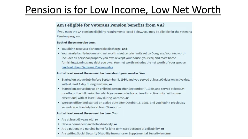 pension is for low income low net worth 1
