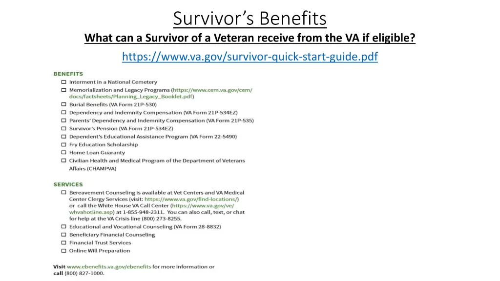 survivor s benefits