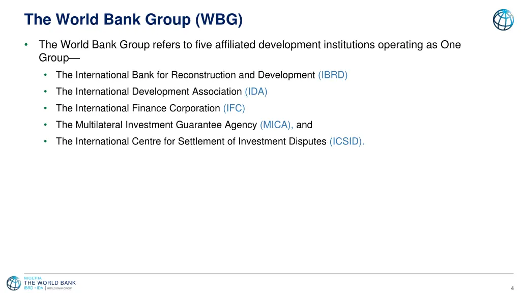 the world bank group wbg