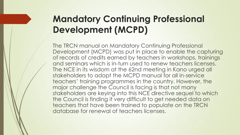 mandatory continuing professional development mcpd
