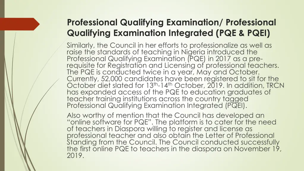 professional qualifying examination professional