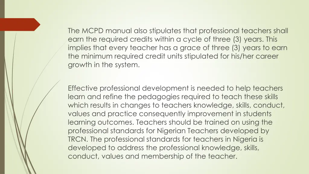 the mcpd manual also stipulates that professional