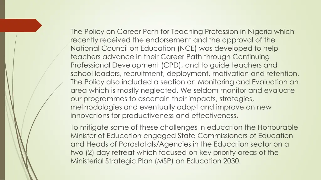 the policy on career path for teaching profession