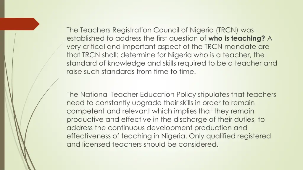 the teachers registration council of nigeria trcn