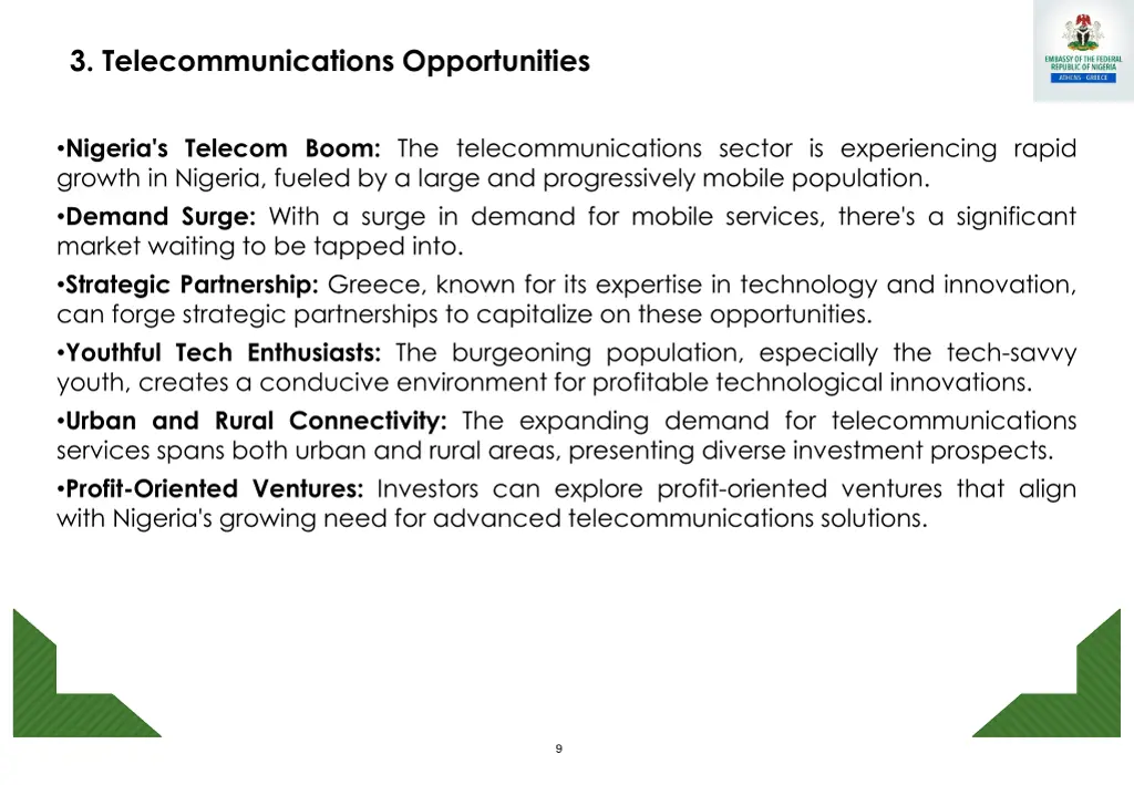 3 telecommunications opportunities