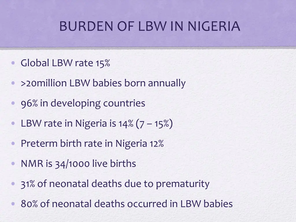 burden of lbw in nigeria