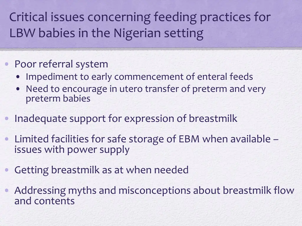 critical issues concerning feeding practices 1