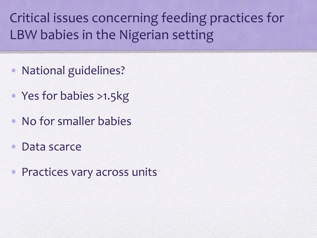critical issues concerning feeding practices
