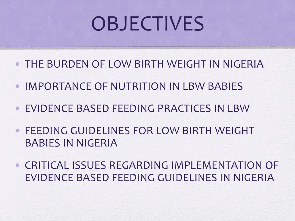 objectives