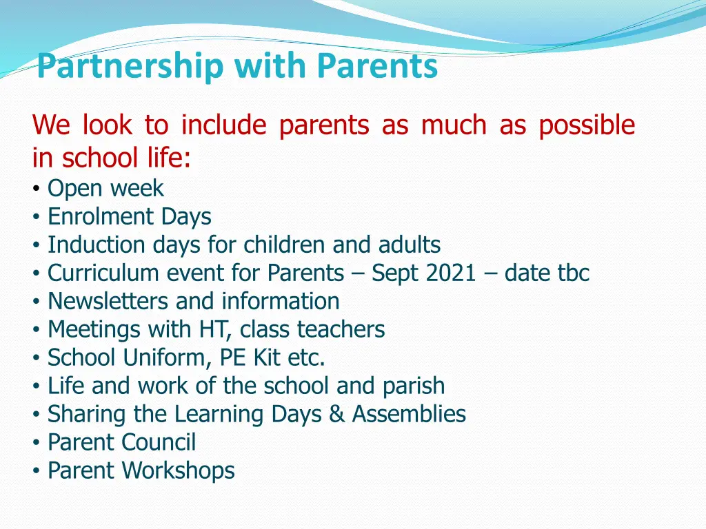 partnership with parents