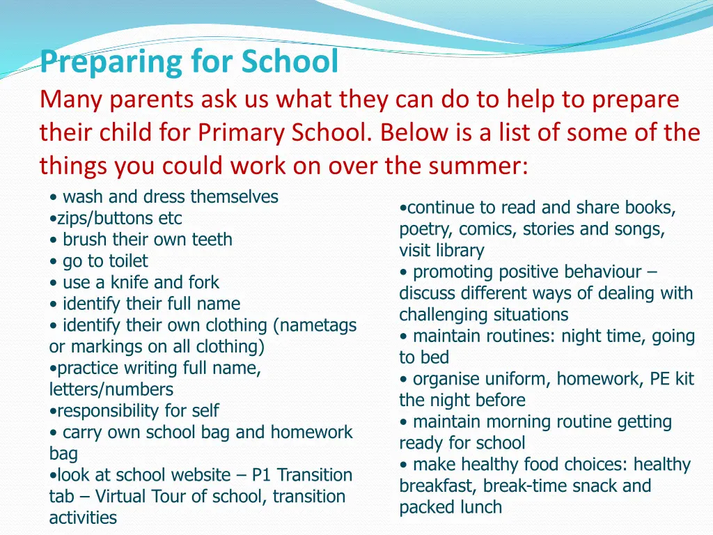 preparing for school many parents ask us what