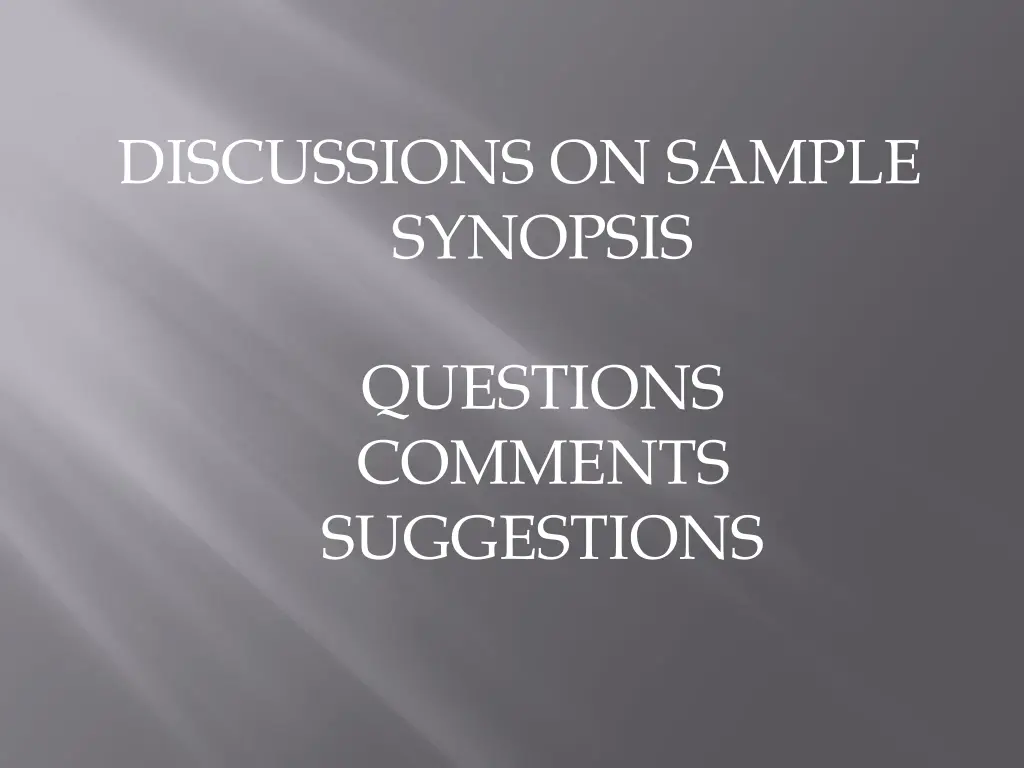 discussions on sample synopsis