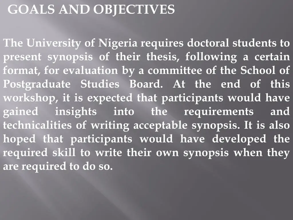 goals and objectives