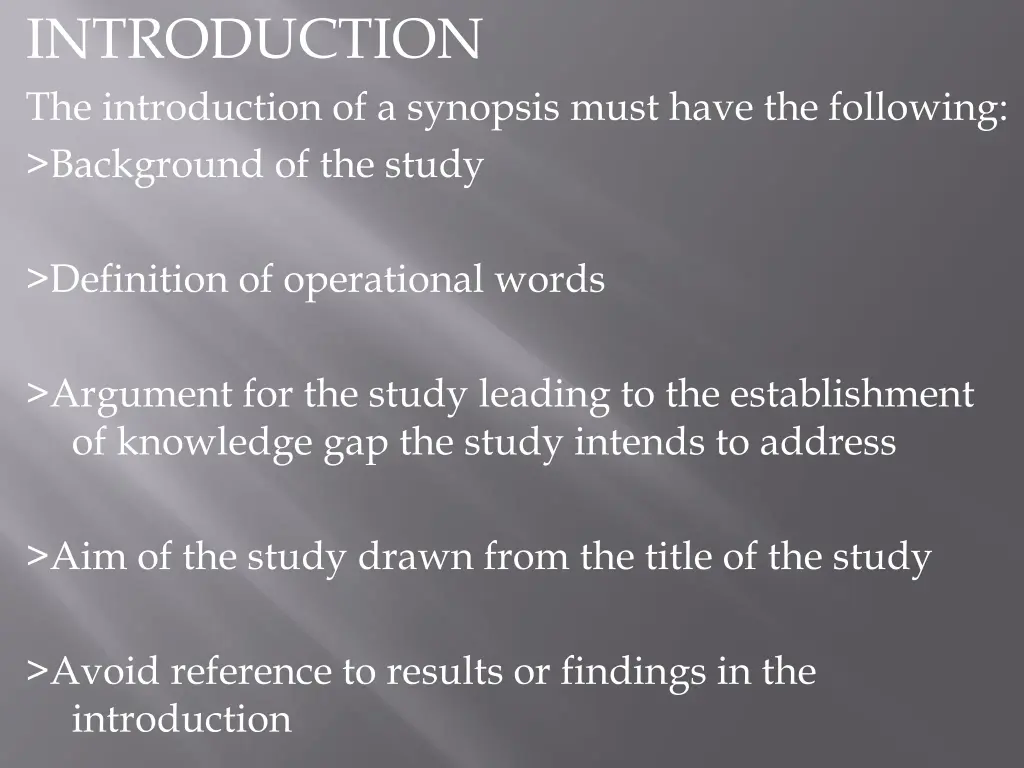 introduction the introduction of a synopsis must