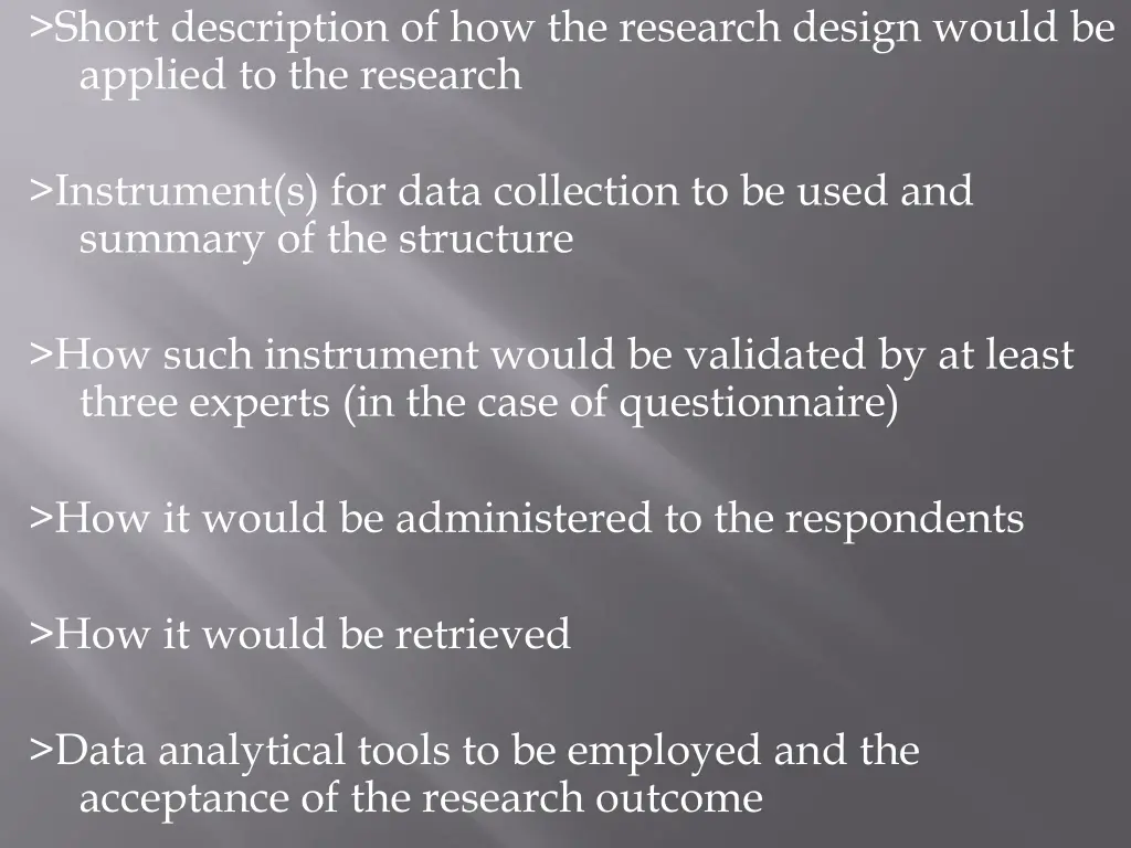 short description of how the research design