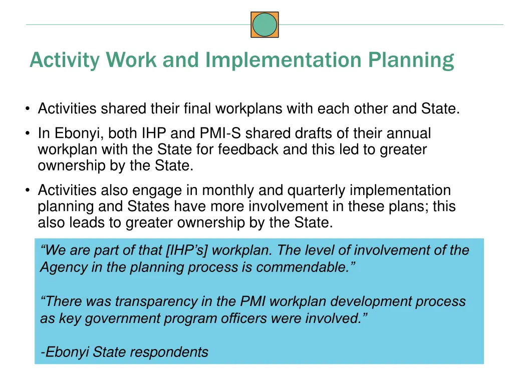 activity work and implementation planning
