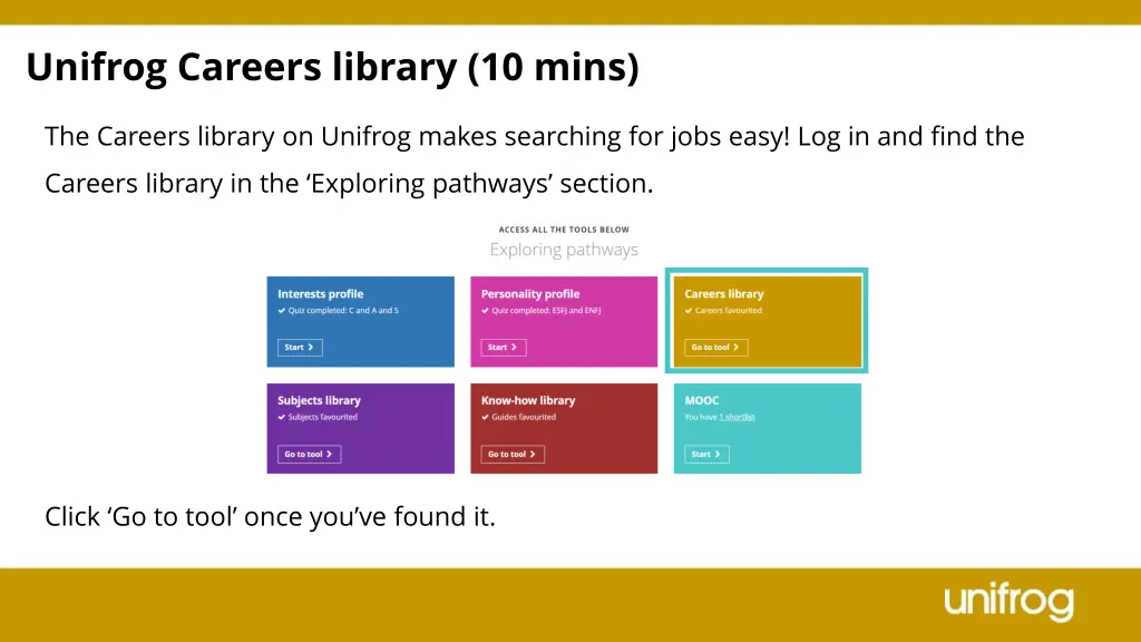 unifrog careers library 10 mins