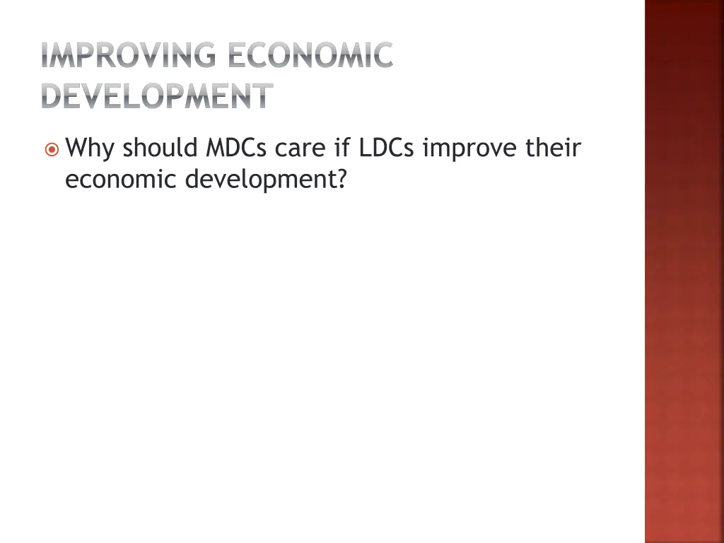 improving economic development