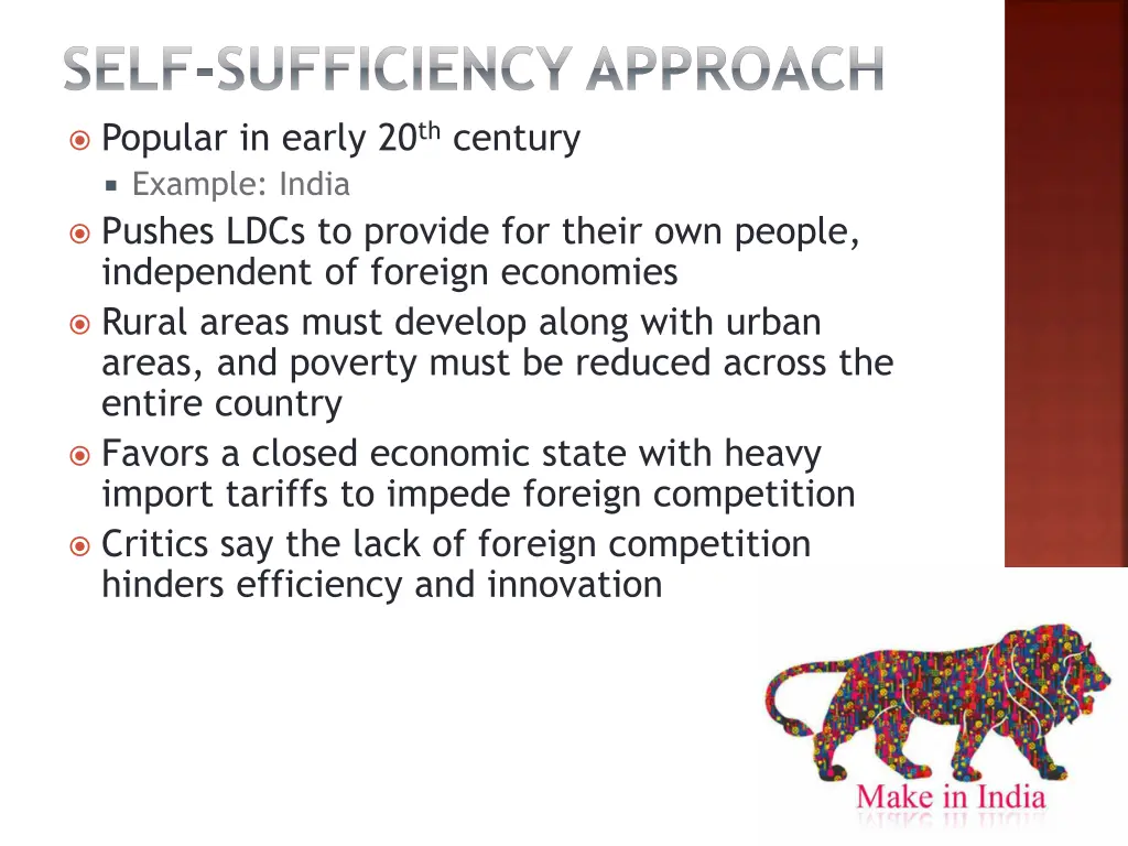 self sufficiency approach popular in early