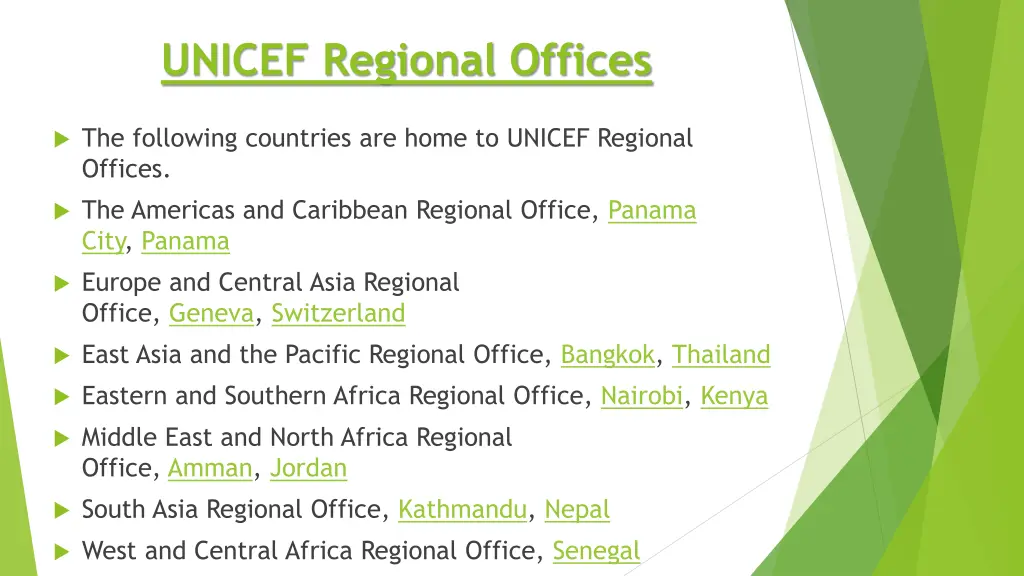 unicef regional offices