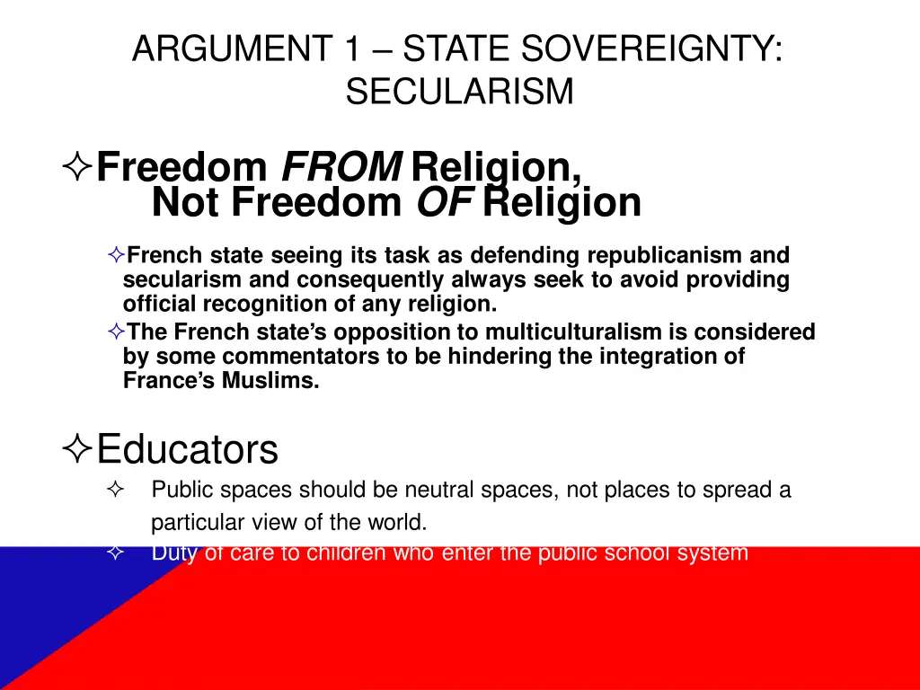argument 1 state sovereignty secularism 2