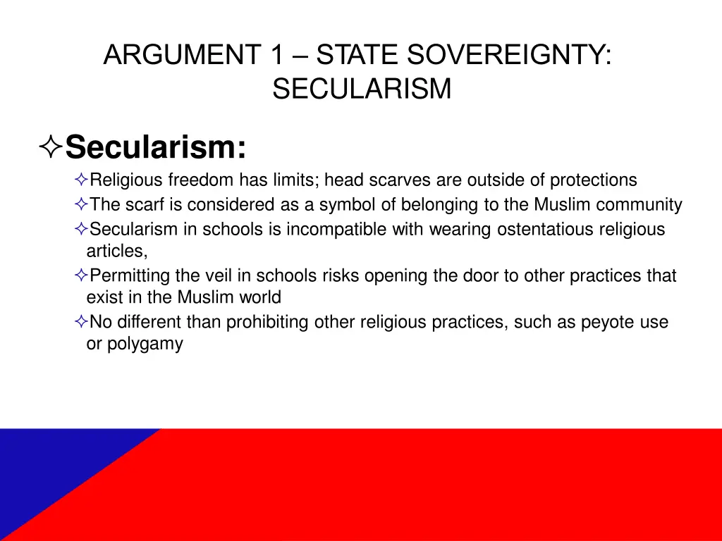 argument 1 state sovereignty secularism