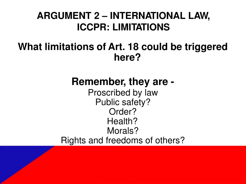 argument 2 international law iccpr limitations
