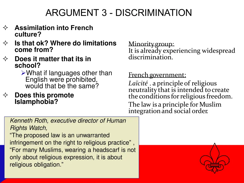 argument 3 discrimination