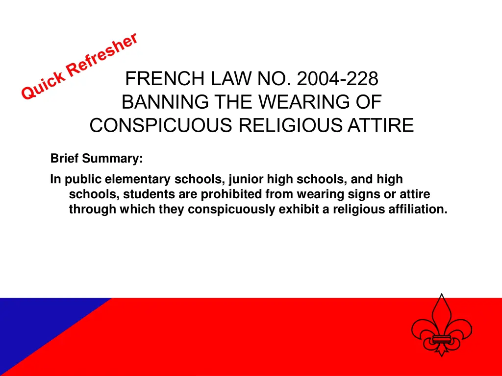 french law no 2004 228 banning the wearing