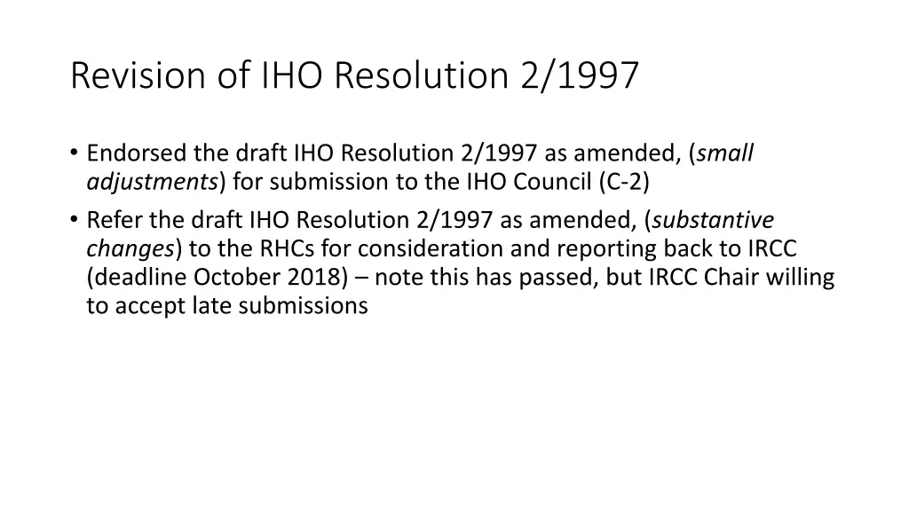 revision of iho resolution 2 1997